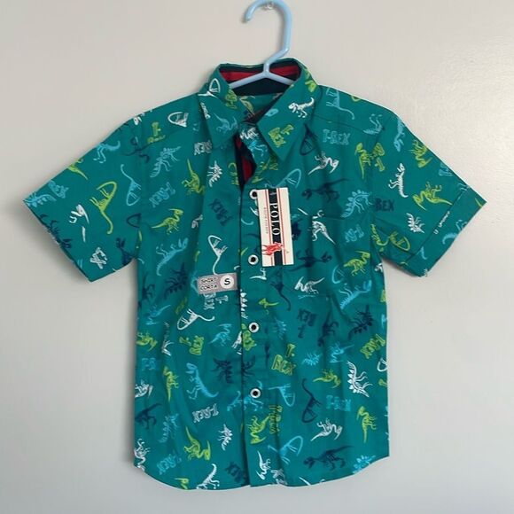 Polo by Ralph Lauren Teal dinosaur Shirt boys 4T - Picture 1 of 5